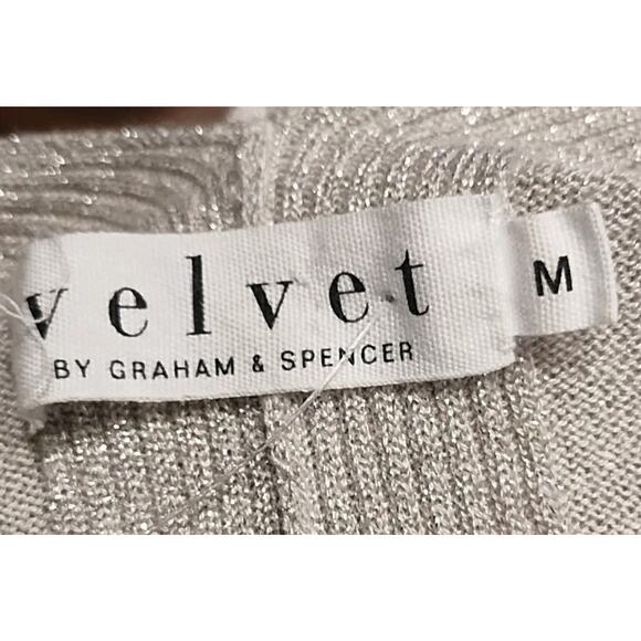 Graham Spencer Silver Lightweight tunic V-Neck sweater metallic Art Deco Holiday - Picture 7 of 8